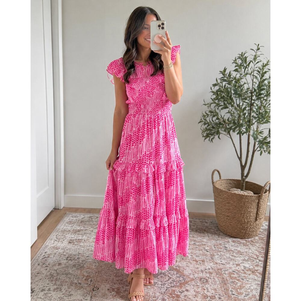 BANJANAN Pink High Neck Maxi Dress Size XS